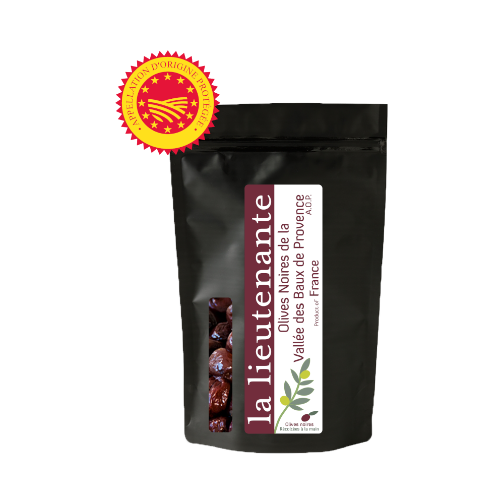 La Lieutenante - Pasteurized black olives from the Vallée des Baux de Provence P.D.O.